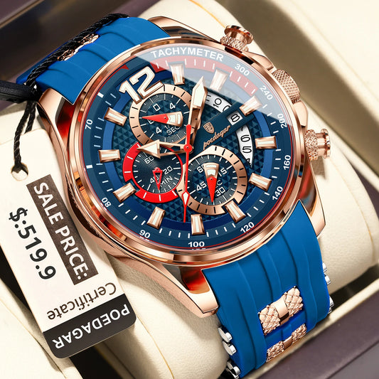 Luckacco POEDAGAR Luxury Military Men Watch Calendar Chronograph Waterproof Luminous Man Wristwatch Fashion Silicone Quartz Men's Watches
