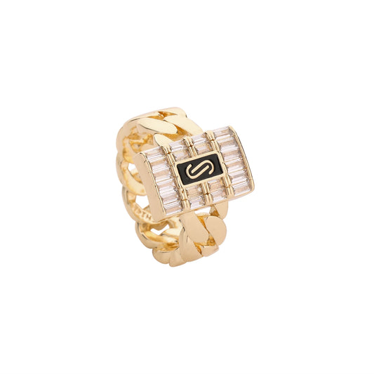 Luckacco New Monaco men's and women's rings, elegant zircon rings, brass material, party gifts, Monaco charm rings