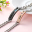 Customized Engraving Nameplate Couple Bracelet Crystal Stone Stainless Steel Chain ID Tag Bracelet For Lover Valentines Day Gift - luckacco