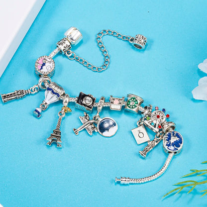 Luckacco Romantic Tower Aircraft Charm Bracelet For Women With Crystal DIY Beads Pendants Bracelet High-Quality Jewelry