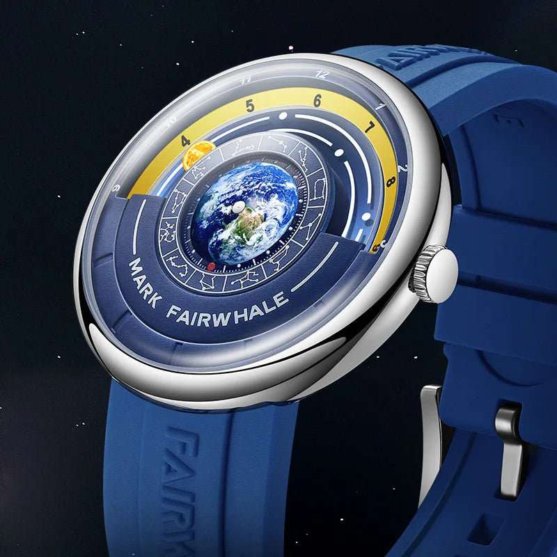 luckacco mark fairwhale 5700 creative fashion men's watches waterproof globe boy cool silicone top brand quartz watch for men
