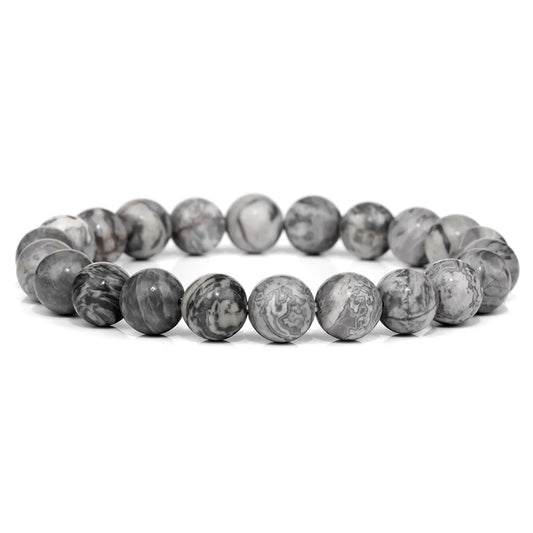 Luckacco Handmade Natural Stone African Stone Beads Bracelet Men Yoga Mala Jewelry Green Moss Agates Beaded Bracelet for Women Men