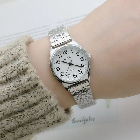 Luckacco Luxury Brand Women Watch Fashion Number Stainless Steel Quartz Wristwatch Simple Elegant Ladies Clock Reloj Mujer