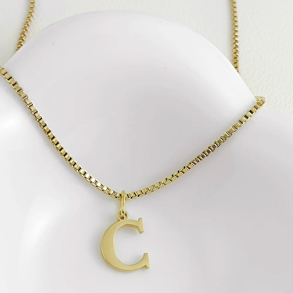 luckacco initial necklace letter pendant chamrs stainless steel necklace jewelry women's necklace box chain choker woman trend 2025 gift