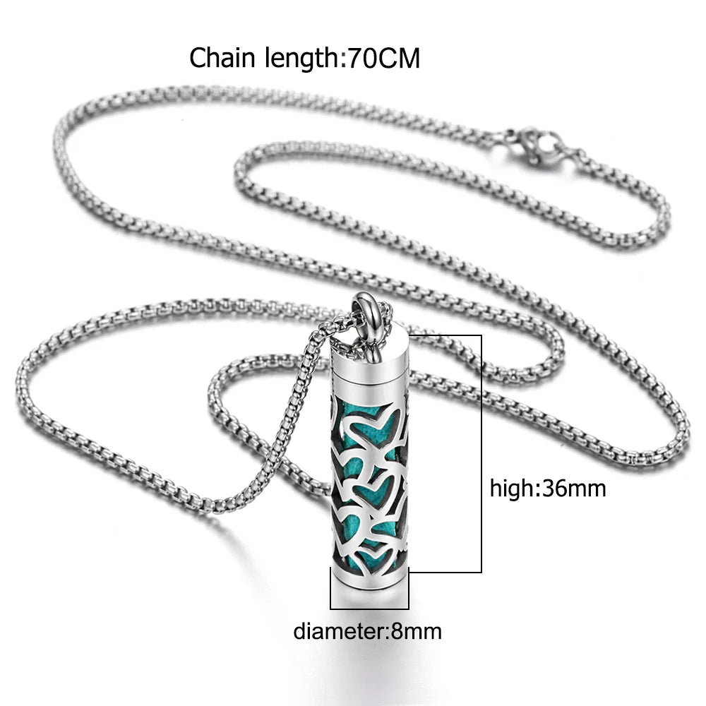 luckacco long strip stainless steel aromatherapy necklace perfume diffuser essential oil diffuser pendant necklace jewelry accessories