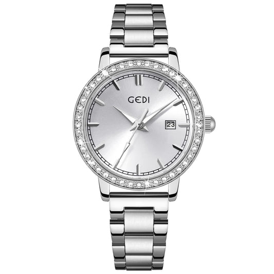 Luckacco Light luxury stainless steel women's watch calendar waterproof high-end watch ladies quartz watch