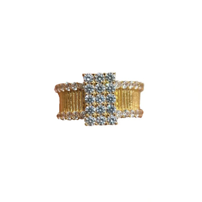 Luckacco Light luxury retro classical diamond inlay Square rings for women unique design exquisite ring wedding banquet jewelry gift