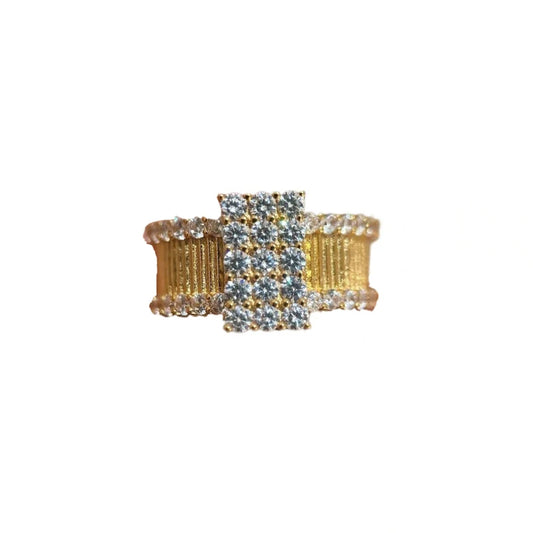 Luckacco Light luxury retro classical diamond inlay Square rings for women unique design exquisite ring wedding banquet jewelry gift