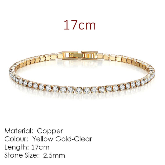 Luckacco Fashion Multicolor Tennis Bracelet for Women 2.5/3/4/5mm Zirconia Charm Designer Tennis Chain Men Bracelet Wedding Jewelry KC128