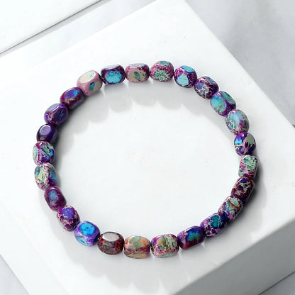 Luckacco Vintage Emperor Stone Beaded Bracelets Natural Stone Charm Elastic Strand Bracelet & Bangle Bohemian Yoga Jewelry for Women Men