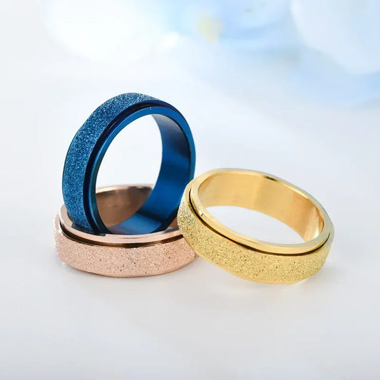 Luckacco 6mm Anxiety Fidget Spinner Rings for Men Smooth Stainless Steel Spinning Rotating Ring for Women Anti Stress Jewelry Gift