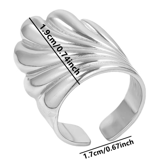 Luckacco 1pc Stylish Marine Jewelry Ocean Sea Animals Conch Starfish Shell Ring Stainless Steel Jellyfish Scallop Rings Women Charm Gift