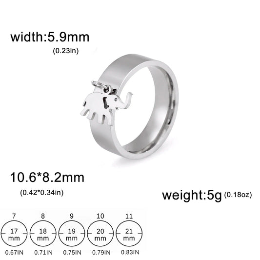 Luckacco Unift Women Stainless Steel Charms Rings Flower Leaf Spider Paw Pendant Finger Ring Fashion Minimalist Couple Jewelry