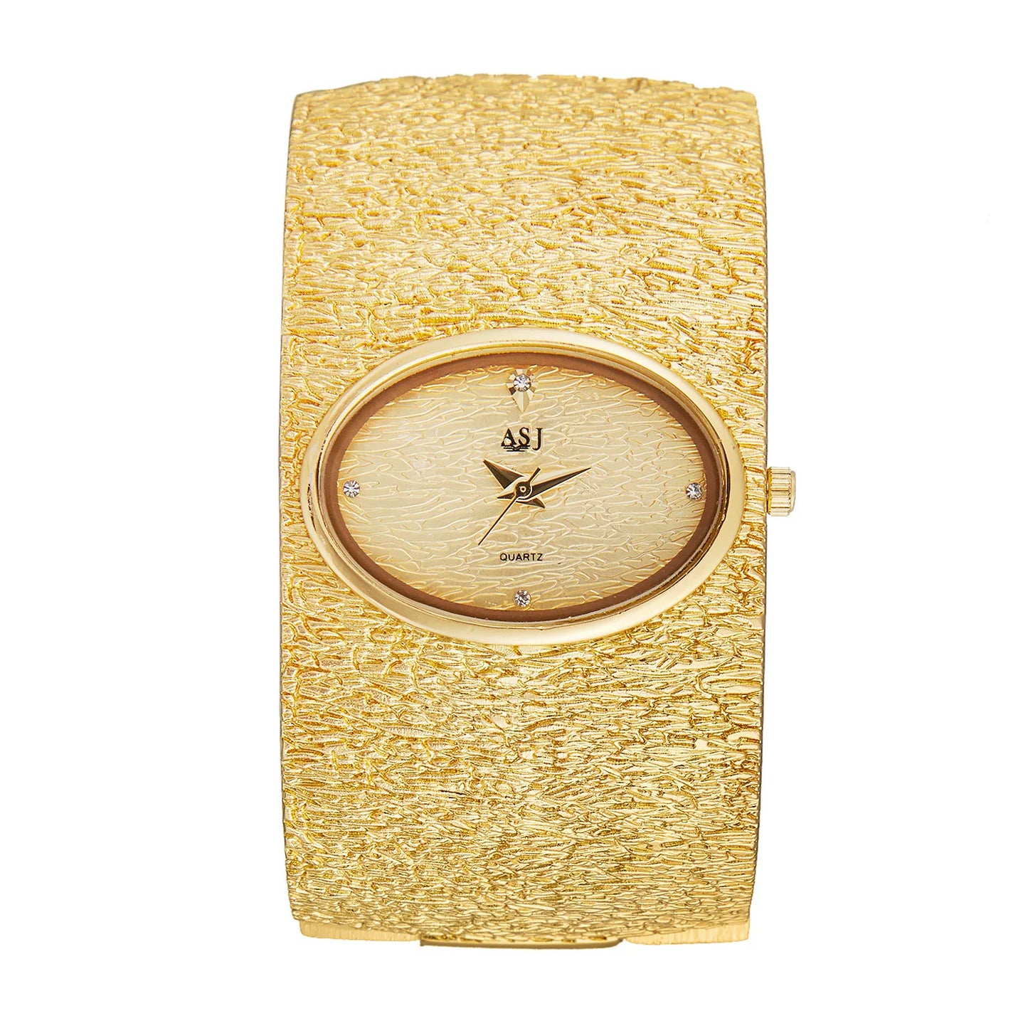luckacco asj women's bracelet watch reloj mujer gold luxury bark pattern simple watch for women relojes para damas