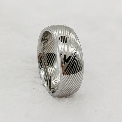 Luckacco Men's Damascus Ring Tungsten Fashion Jewelry Unique High Quality Handmade Wedding Bands Couples Rings For Men Male Boys