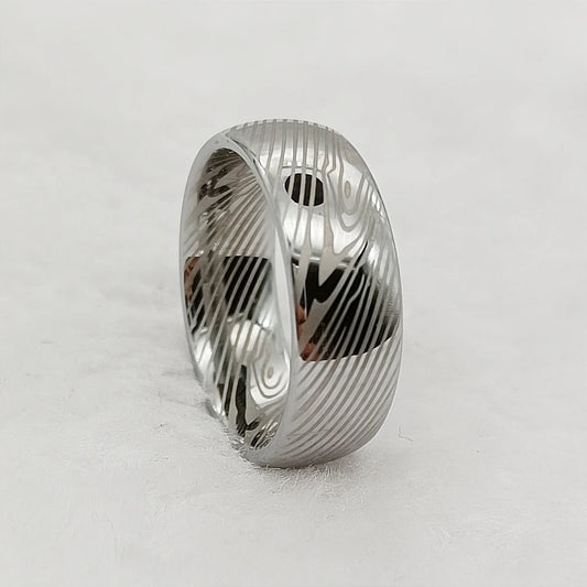 Luckacco Men's Damascus Ring Tungsten Fashion Jewelry Unique High Quality Handmade Wedding Bands Couples Rings For Men Male Boys