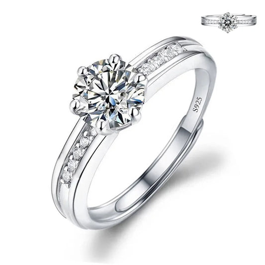 Luckacco Never Fade Luxury Classic 18K White Gold Color Ring Solitaire 2 Carat Zirconia Diamant Wedding Band Women Jewelry Accessories