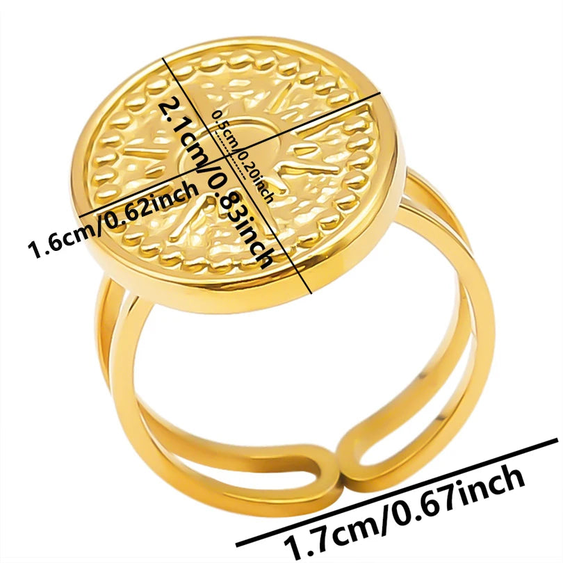 luckacco oval square leaf heart sun base open adjustable ring diy rhinestone oil drop stainless steel rings for women men jewelry bagues