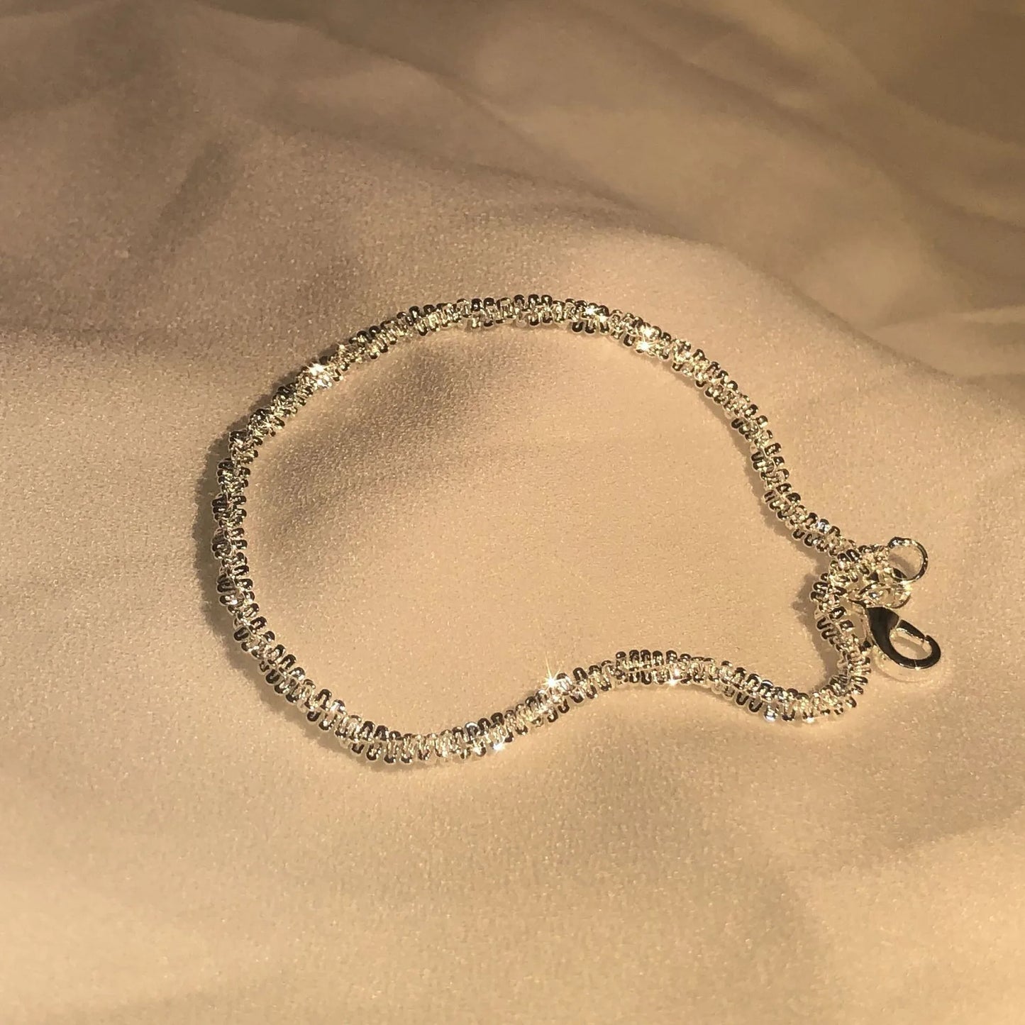 luckacco s925 sterling silver necklace 2mm sparkling collarbone, sweater chain, high charm jewelry gift women