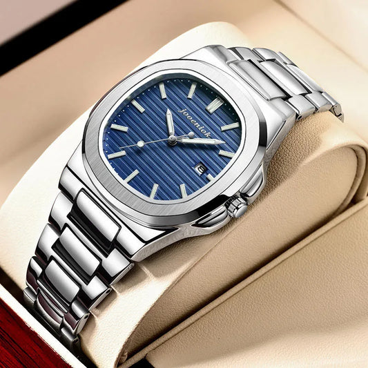 Luckacco 2025 Top Brand Luxury Men Wristwatch Business Waterproof Luminous Alloy Polygonal Case Fashion Quartz Watch Male with Calendar