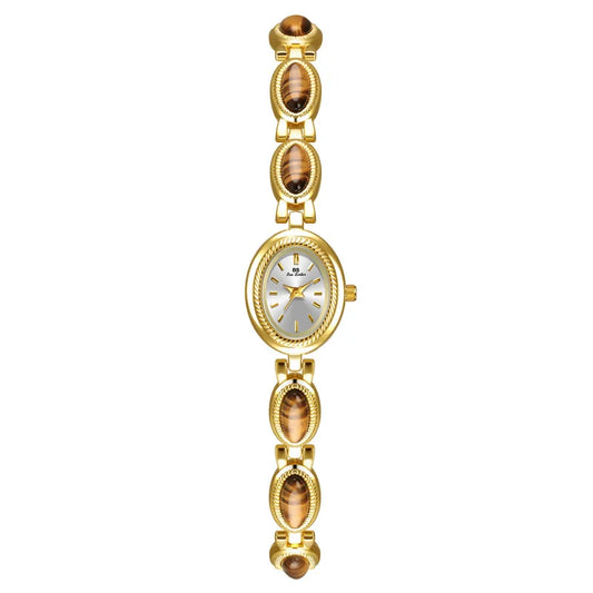 Luckacco Luxury Women's Quartz Watch Ladies Waterproof Retro Natural Jade Stones Chain Fashion Elegant Watches Gift For Girl