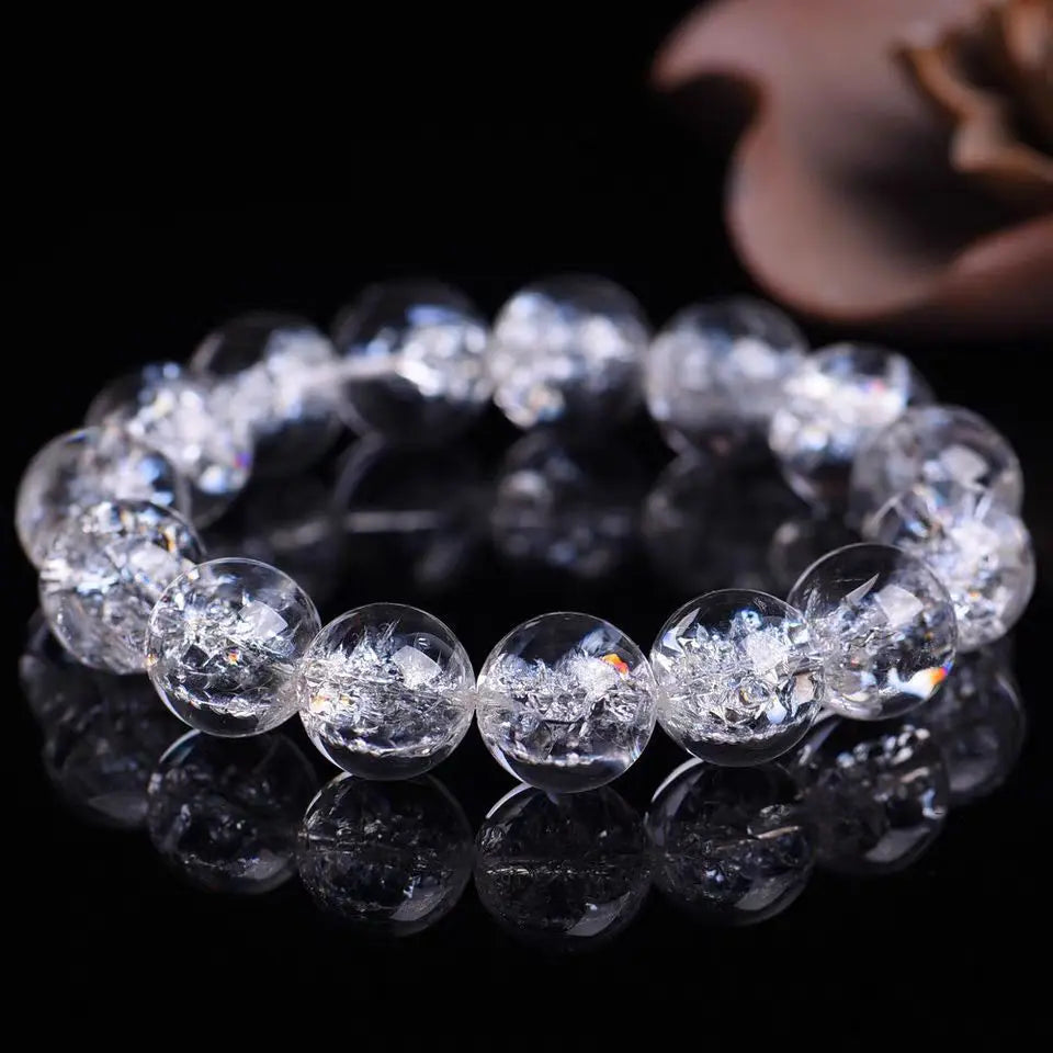 luckacco himalayan natural white crystal men's bracelet transparent colorful crystal rainbow jiao flower women's handstring jewelry gifts