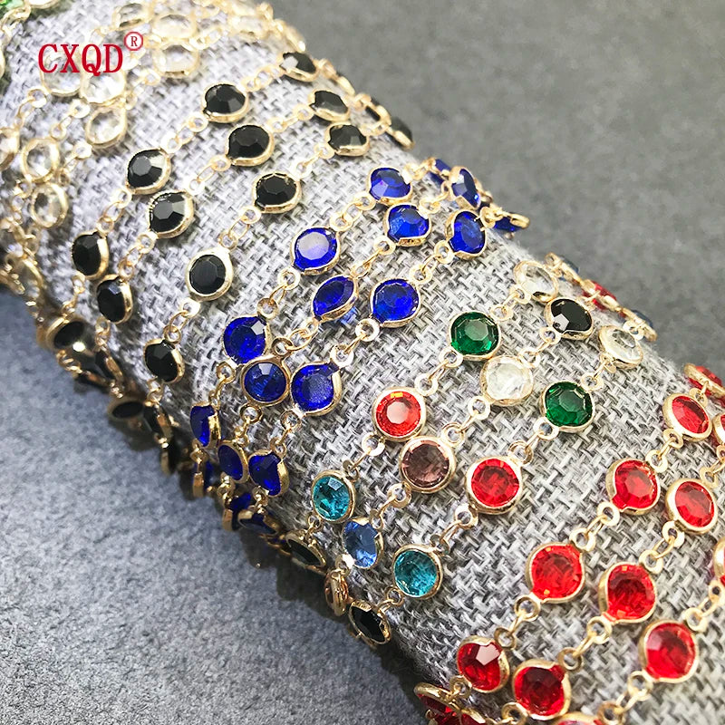 luckacco beautiful fashion multicolor stainless steel lobster clasp glass copper combination golden bracelets for women girls kids gift