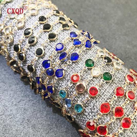 Luckacco Beautiful Fashion Multicolor Stainless Steel Lobster Clasp Glass Copper Combination Golden Bracelets For Women Girls Kids Gift