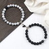 Luckacco 2Pcs/Set Sliver Black Color Magnet Pendant Bracelets 6MM 8MM White Porcelain Black Line Beads Couple Bracelet Jewelry Gift New