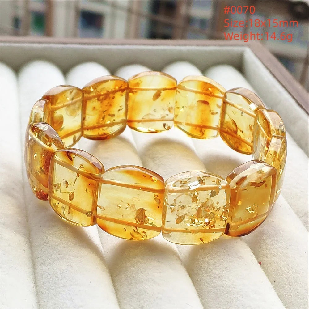 luckacco natural piebald amber bracelet rectangle beads blood red yellow flower amber women men healing stretch jewelry aaaaa