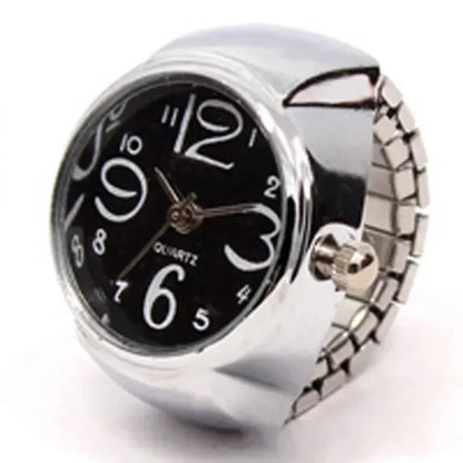 Luckacco Couple Finger Watch Ring Vintage Punk Elastic Alloy Band Men Women Jewelry Clock Roman Numerals Dial 28Style Mini Quartz Watches