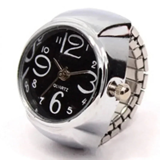 Luckacco Couple Finger Watch Ring Vintage Punk Elastic Alloy Band Men Women Jewelry Clock Roman Numerals Dial 28Style Mini Quartz Watches