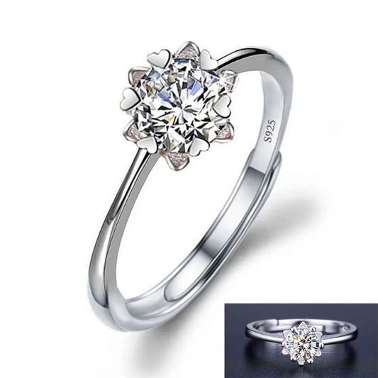 Luckacco Never Fade Luxury Classic 18K White Gold Color Ring Solitaire 2 Carat Zirconia Diamant Wedding Band Women Jewelry Accessories
