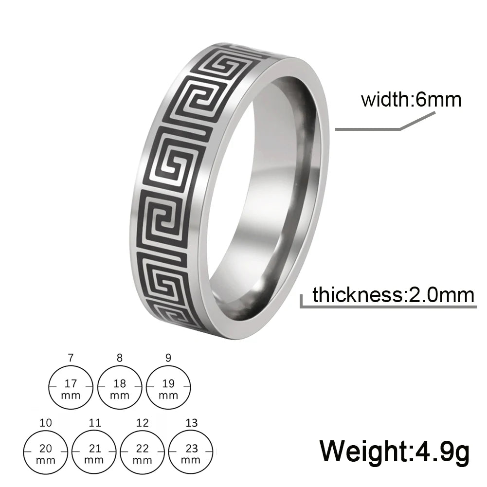 luckacco kkjoy stainless steel anneaux geometric pattern rings for women men jewelry wide anillos birthday party textured travel gifts