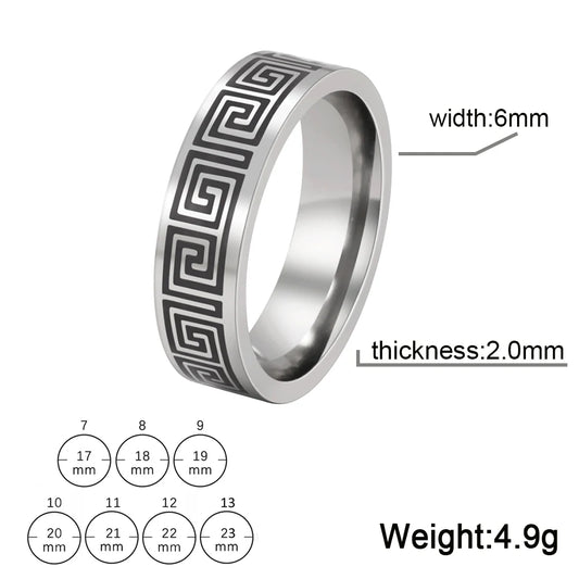 Luckacco Kkjoy Stainless Steel Anneaux Geometric pattern Rings for Women Men jewelry Wide Anillos Birthday Party Textured Travel gifts