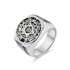 Luckacco Seal Solomon Six-Pointed Star 12 Constellation Mens Womens Stainless Steel Talisman Health Prosperity Ring