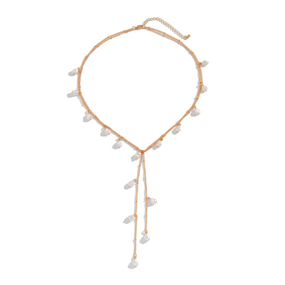 Luckacco Ingemark Vintage Creative Big Imitation Pearl Jesus Cross Pendant Choker Necklace for Men Luxury Adjustable Chain Grunge Jewelry