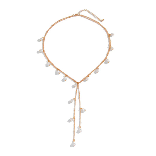 Luckacco Ingemark Vintage Creative Big Imitation Pearl Jesus Cross Pendant Choker Necklace for Men Luxury Adjustable Chain Grunge Jewelry