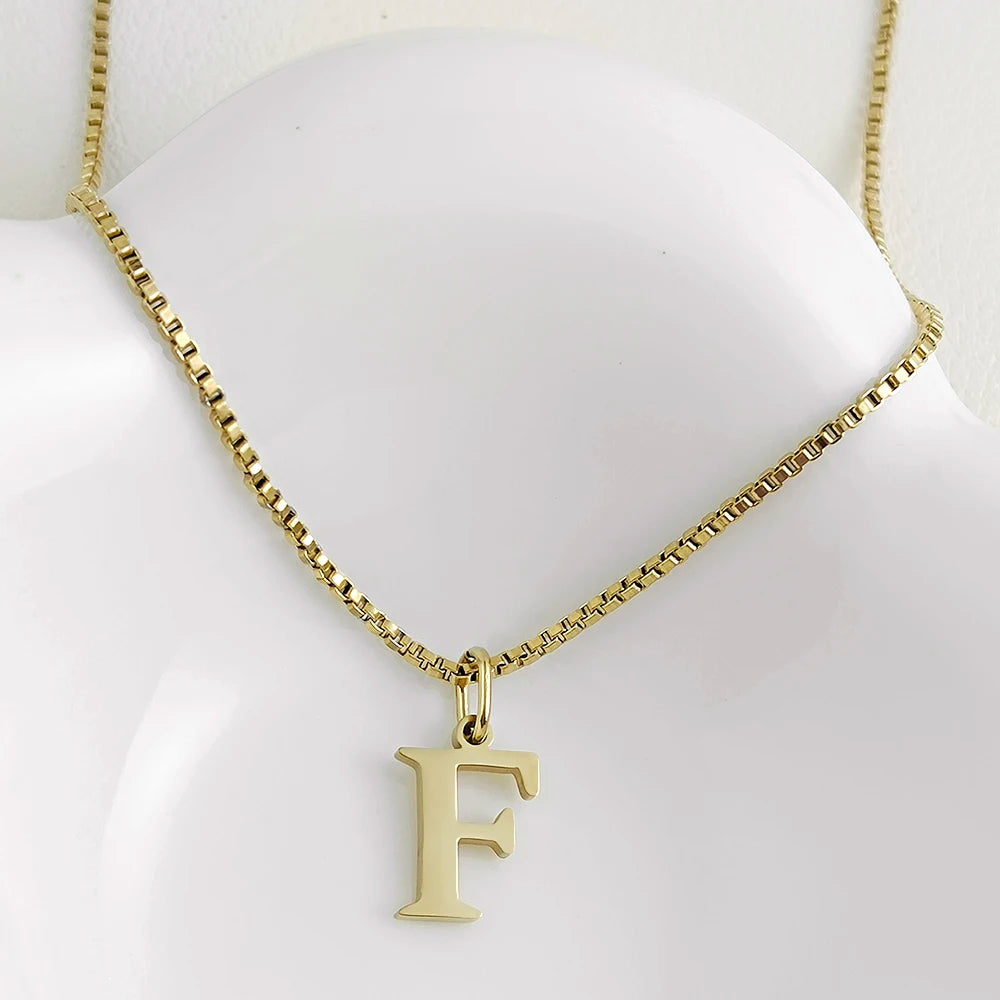 luckacco initial necklace letter pendant chamrs stainless steel necklace jewelry women's necklace box chain choker woman trend 2025 gift