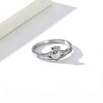 Luckacco New Claddagh Rings Custom His Her Wedding Band Stainless Steel Initial Irish Love Ring for Friend,Friend,Husband,Wife,Lover