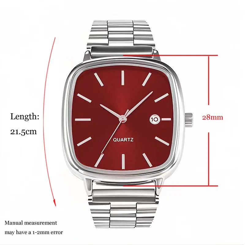 luckacco fashion brand men watch steel strap business calendar quartz watches luxury wristwatches gift  big dial clock