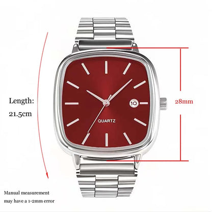 Luckacco Fashion Brand Men Watch Steel Strap Business Calendar Quartz Watches Luxury Wristwatches Gift  Big Dial Clock