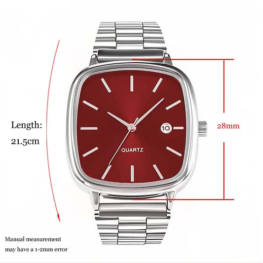 Luckacco Fashion Brand Men Watch Steel Strap Business Calendar Quartz Watches Luxury Wristwatches Gift  Big Dial Clock