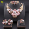 Luckacco Fashion African Jewellery Set Dubai Gold Color Jewelry Sets Women Customer Nigerian Wedding Flower Design Gift