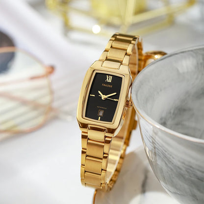 Luckacco WWOOR Elegant Women's Watch Fashion Stainless Steel Waterproof Ladies Quartz Wristwatch Luxury Bracelet Watches Date Reloj mujer