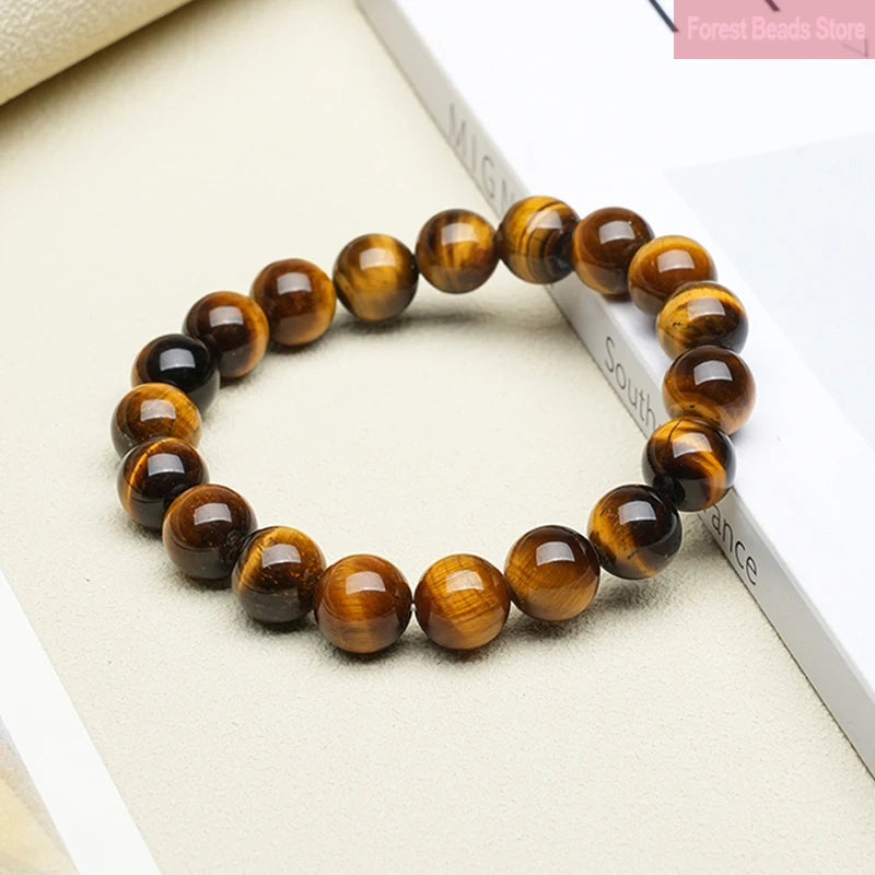 luckacco high quality yellow tiger eye stone bracelet natural stone handmade fine bangles handmade healing reiki yoga jewelry 6/8/10/12mm