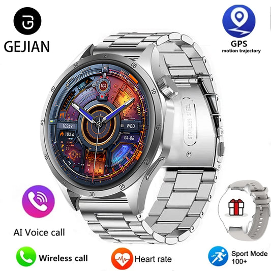 Luckacco 2025 New Mens Smart Watch 360 * 360 Bluetooth Call Smartwatch AMOLED Screen GPS Smart Watches NFC Waterproof Smart Watch for Men