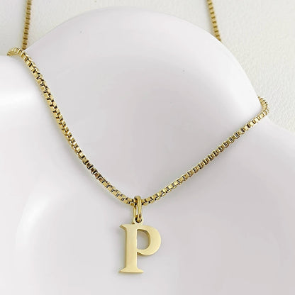 Luckacco Initial necklace letter pendant chamrs stainless steel Necklace jewelry Women's Necklace Box Chain Choker woman trend 2025 gift