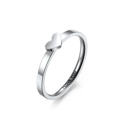 Luckacco Stainless Steel Hollow Heart Puzzle Couple Rings "I LOVE YOU" Engraved Wedding Band Ring for Women Men Size 5-12