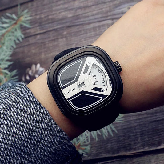 Luckacco UTHAI CE96 Punk Style Square Wheel Man watch Fashion Wheel Fashion Watch Wild Belt Waterproof Quartz Watch watches for man
